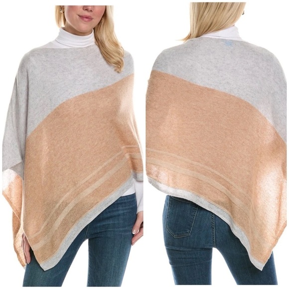 J MCLAUGHLIN BRIDGET PONCHO CASHMERE TEXTURED STRIPE MODERN CHIC ELEGANT… - Picture 1 of 11